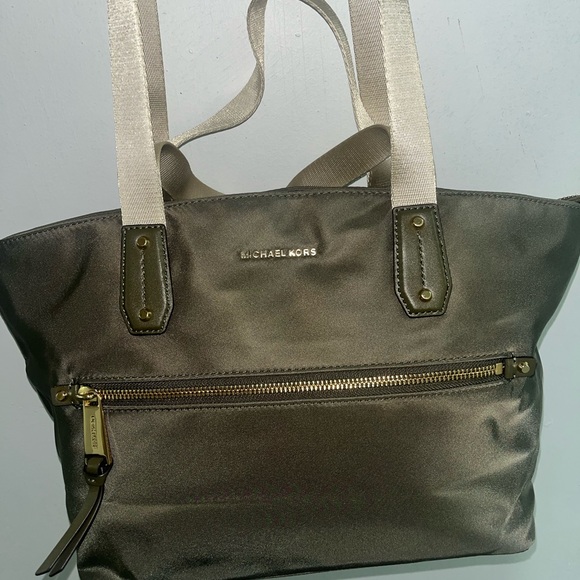 Michael Kors Handbags - Michael Kors Nylon Olive Tote EUC